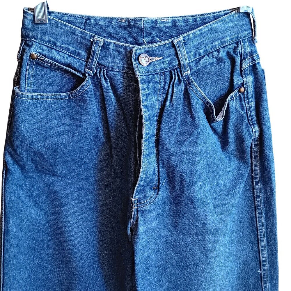 sz 9 25x32 Unionbay True Vintage High-Waist Buttonfly Indigo Denim Jeans 1970's